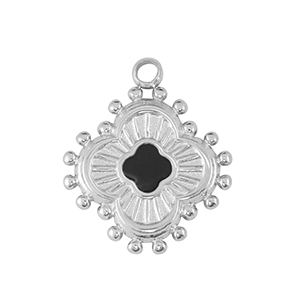 Anh&auml;nger aus Stainless Steel - Rostfreiem Stahl flower Silver / Black