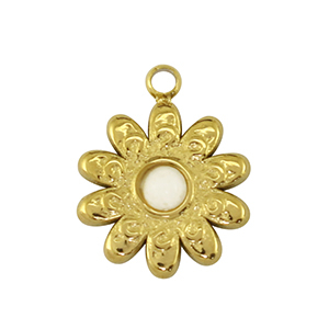 Anh&auml;nger aus Stainless Steel - Rostfreiem Stahl flower Gold / White