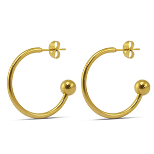 Stainless Steel - Rostfrei Stahl Ohrringe 25mm Gold