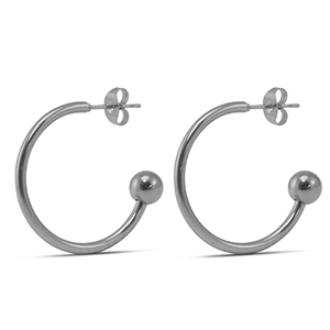 Stainless Steel - Rostfrei Stahl Ohrringe 25mm Silver