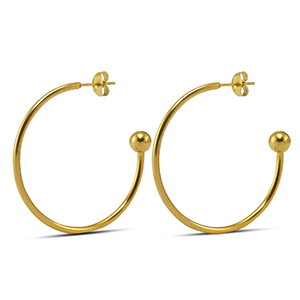 Stainless Steel - Rostfrei Stahl Ohrringe 38mm Gold