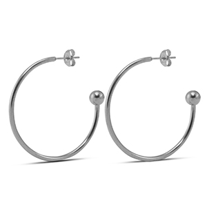 Stainless Steel - Rostfrei Stahl Ohrringe 38mm Silver