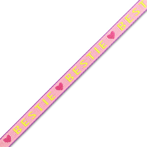 Schmucktextband "bestie" Pink-lime green