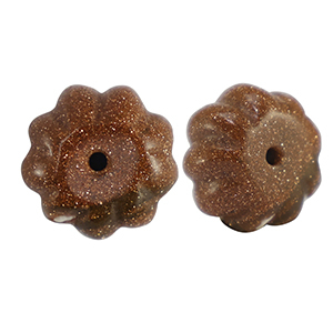 Perlen Naturstein Glas Flower Glitter brick brown