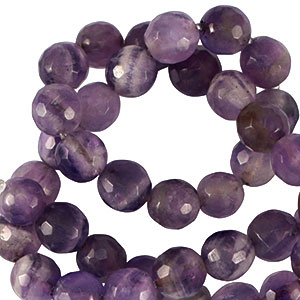 Perlen Naturstein Quarz 6mm Facett geschliffen Gentle violet purple