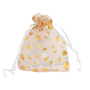 Organza Schmuck Beutel 7x9cm Heart White-gold