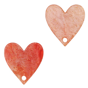 Anh&auml;nger aus Resin Heart Coral red
