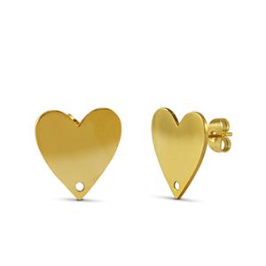 Stainless Steel - Rostfrei Stahl Ohrringe Heart Gold
