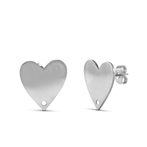 Stainless Steel - Rostfrei Stahl Ohrringe Heart Silver