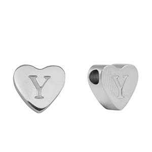 Perlen aus Stainless Steel - Rostfreiem Stahl Heart Buchstaben Y Silver