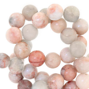 Naturstein Perlen Calcit und Marmor 8mm Vintage rose multicolour