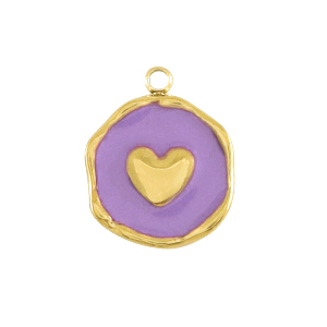 Anh&auml;nger aus Stainless Steel - Rostfreiem Stahl Herz Gold-purple