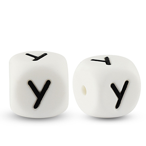 Buchstabenperlen aus Silikon Y White-black