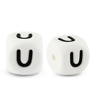 Buchstabenperlen aus Silikon U White-black