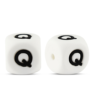 Buchstabenperlen aus Silikon Q White-black