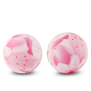 Silikonperlen 15mm runden Flower Pink