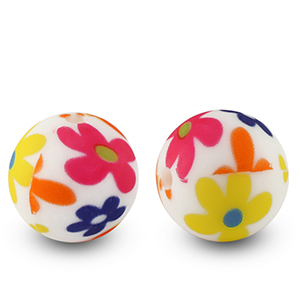 Silikonperlen 15mm runden Flower Multicolor