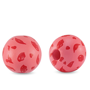Holz Perlen 16mm rund Lips Magenta pink
