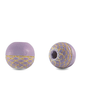 Holz Perlen 10mm rund Pattern Light purple