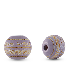 Holz Perlen 10mm rund Pattern Light purple