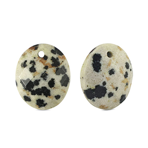 Anh&auml;nger Naturstein Dalmatiner Oval Greige-black