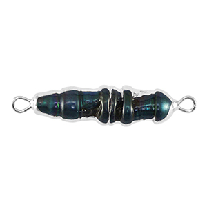 S&uuml;sswasser Perlen Zwischenst&uuml;ck Tooth Silver-dark peacock blue