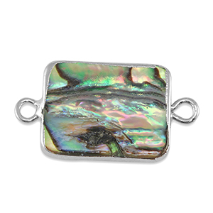 S&uuml;sswasser Perlen Zwischenst&uuml;ck Rectangle Silver-ocean green