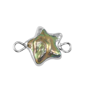 S&uuml;sswasser Perlen Zwischenst&uuml;ck Star Silver-ocean green