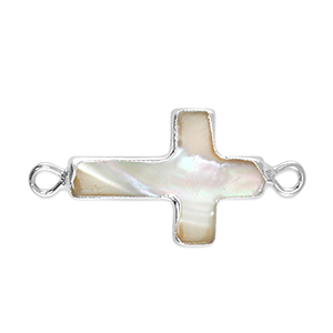 S&uuml;sswasser Perlen Zwischenst&uuml;ck Cross Silver-taupe