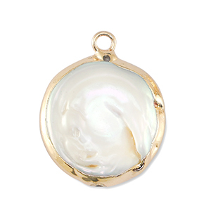 BQ S&uuml;sswasser Perlen Anh&auml;nger Round Gold-Natural white