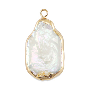 BQ S&uuml;sswasser Perlen Anh&auml;nger Rectangle Gold-Natural white