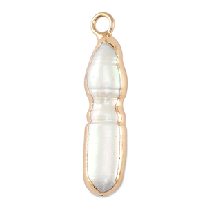 S&uuml;sswasser Perlen Anh&auml;nger Tooth Gold-Natural white