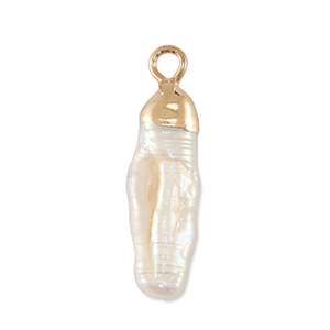 BQ S&uuml;sswasser Perlen Anh&auml;nger Tooth Gold-Natural white