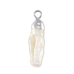 S&uuml;sswasser Perlen Anh&auml;nger Tooth Silver-Natural white
