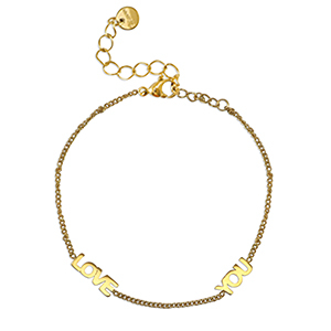 Stainless Steel - Rostfrei Stahl Armb&auml;nder ''LOVE YOU'' Gold