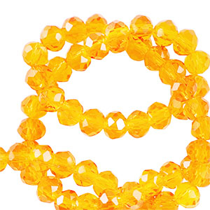 Facetten Top Glas Perlen 6x4mm Rondellen Vibrant orange
