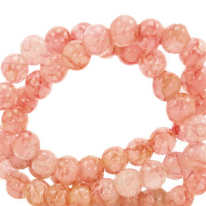 Glas Perlen 6 mm meliert Salmon orange