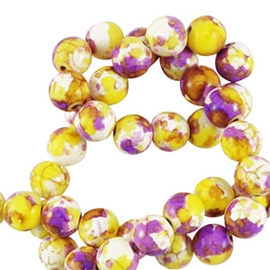 Keramik Perlen 8mm White-yellow purple