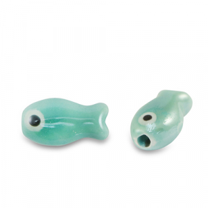 Perlen Keramik Fish Turquoise