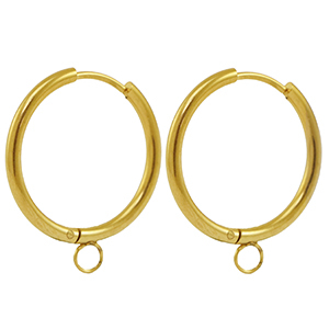 Stainless Steel - Rostfrei Stahl Ohrringe Creolen 22mm Gold