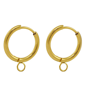 Stainless Steel - Rostfrei Stahl Ohrringe Creolen 18mm Gold