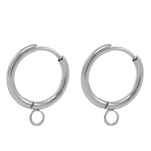 Stainless Steel - Rostfrei Stahl Ohrringe Creolen 18mm Silver