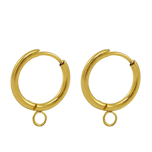 Stainless Steel - Rostfrei Stahl Ohrringe Creolen 16mm Gold