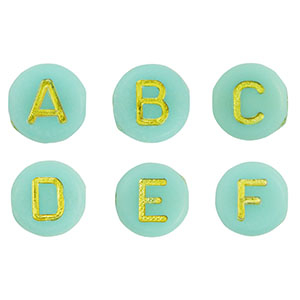 Acryl Buchstaben Mix Turquoise green-gold