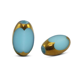 Oval Glas Perlen Facet Royal blue-gold