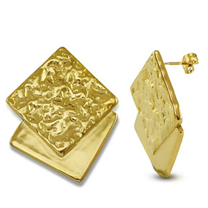 Stainless Steel - Rostfrei Stahl Ohrringe Square Gold