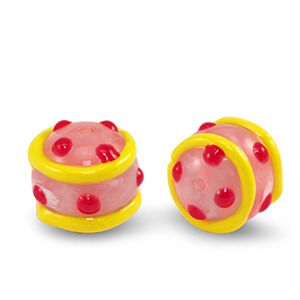 Perlen Acryl Dots Pink red-yellow