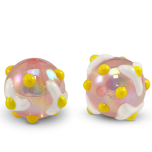 Perlen Acryl Dots Light pink-yellow