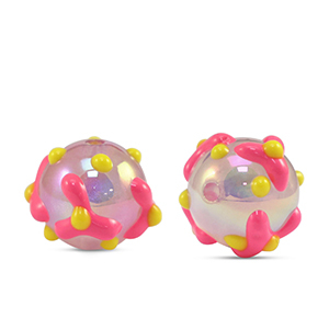 Perlen Acryl Dots Pink-yellow