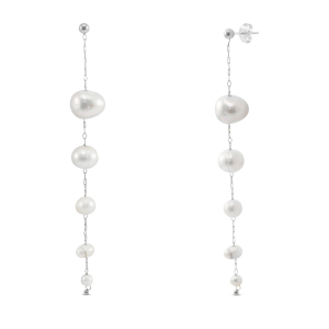 Stainless Steel - Rostfrei Stahl Ohrringe / Ohrstecker Pearls Silver